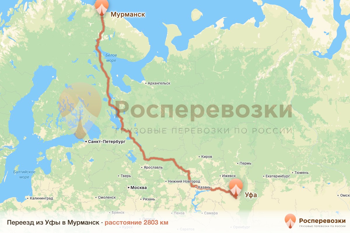 Переезд Уфа Мурманск