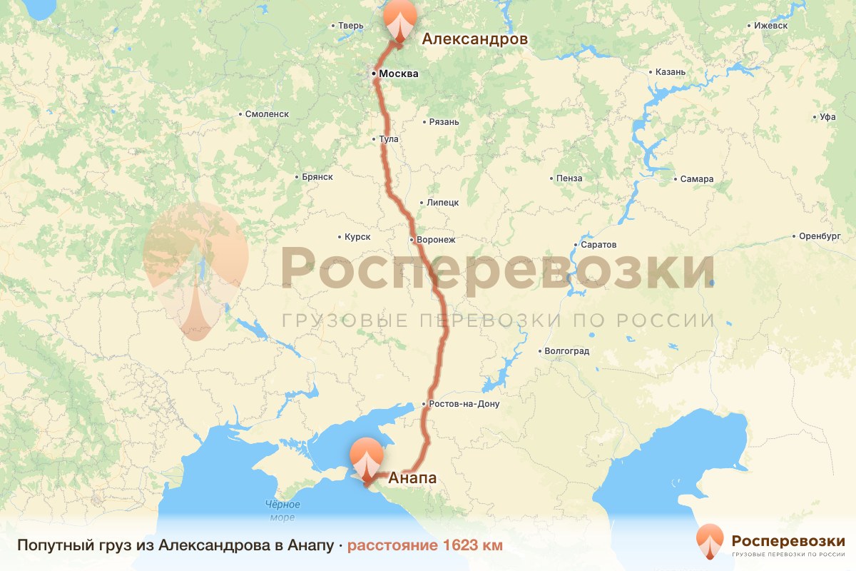 Попутный груз Александров Анапа