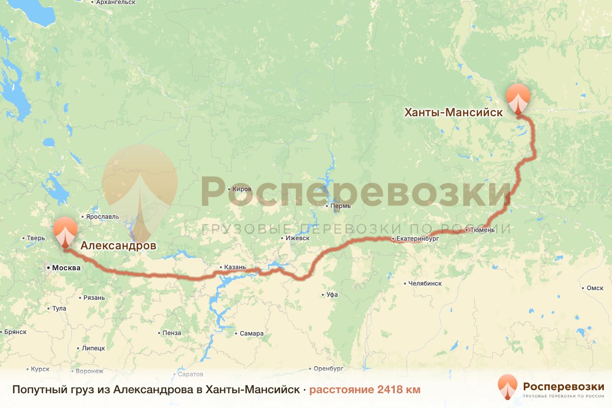 Попутный груз Александров Ханты-Мансийск