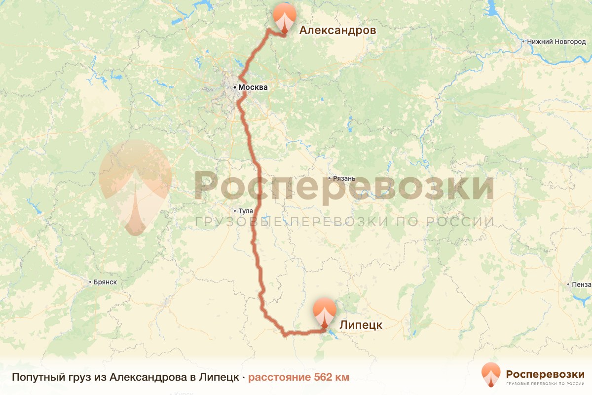 Попутный груз Александров Липецк