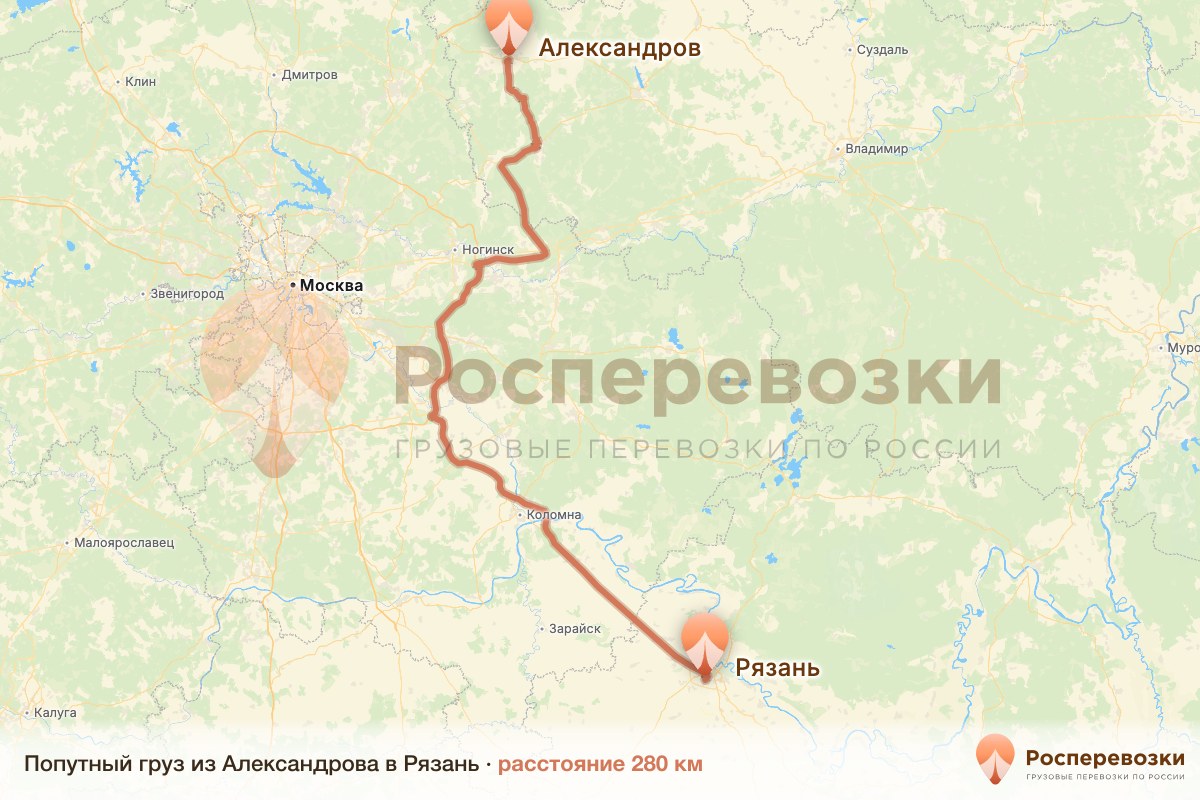 Попутный груз Александров Рязань