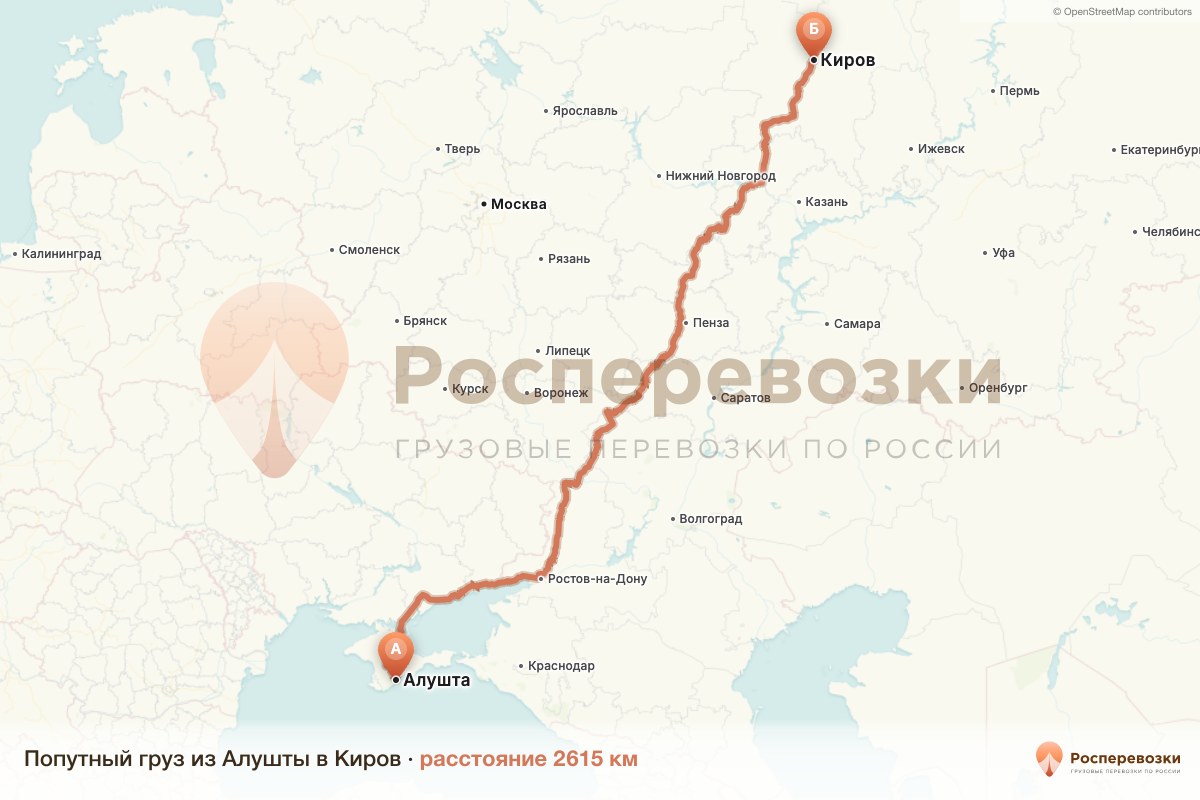 Попутный груз Алушта Киров