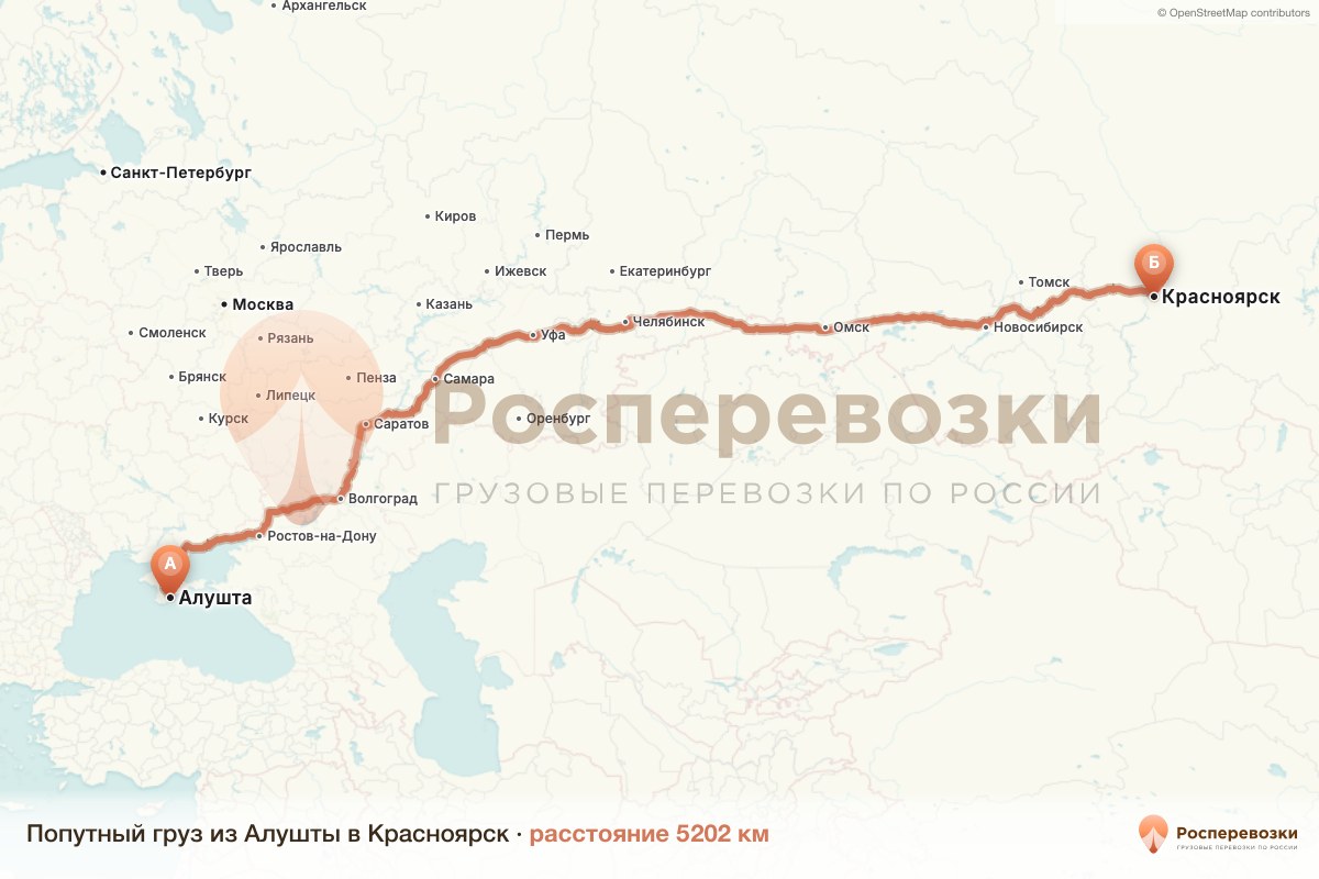 Попутный груз Алушта Красноярск