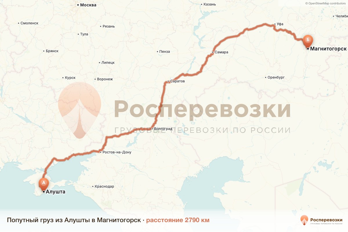 Попутный груз Алушта Магнитогорск