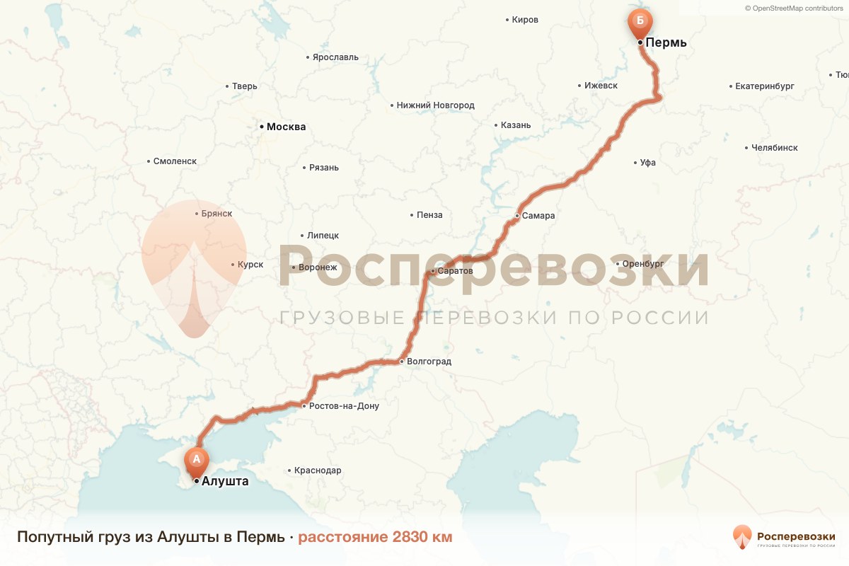 Попутный груз Алушта Пермь