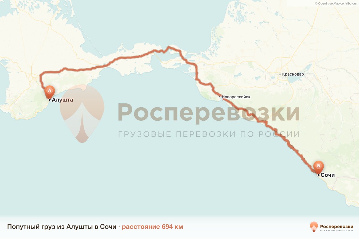 Попутный груз Алушта Сочи