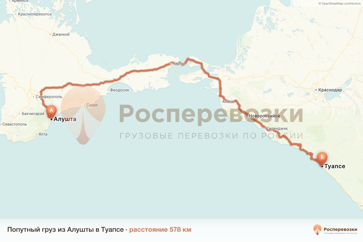 Попутный груз Алушта Туапсе