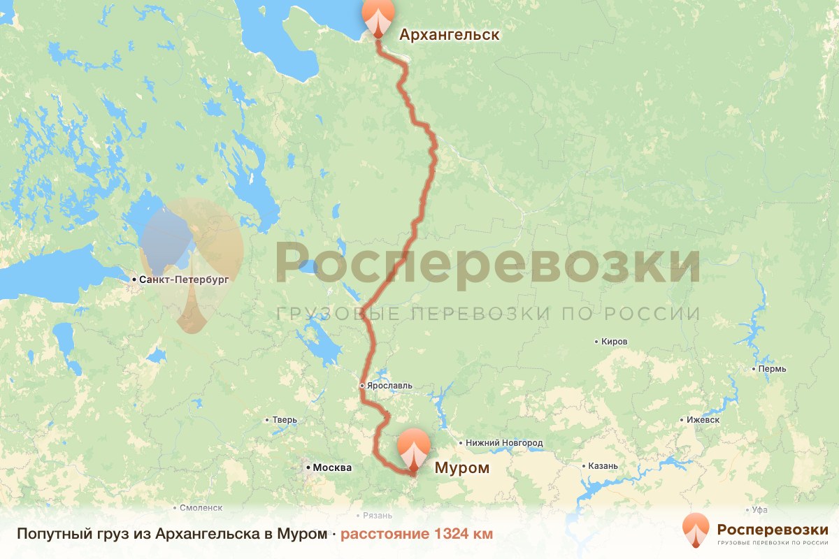 Попутный груз Архангельск Муром