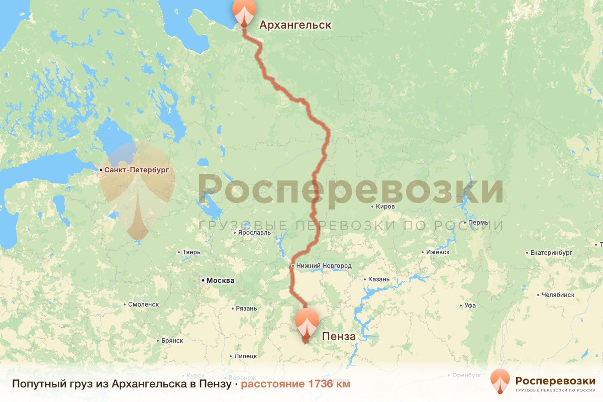 Попутный груз Архангельск Пенза