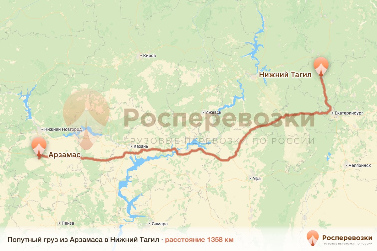 Попутный груз Арзамас Нижний Тагил