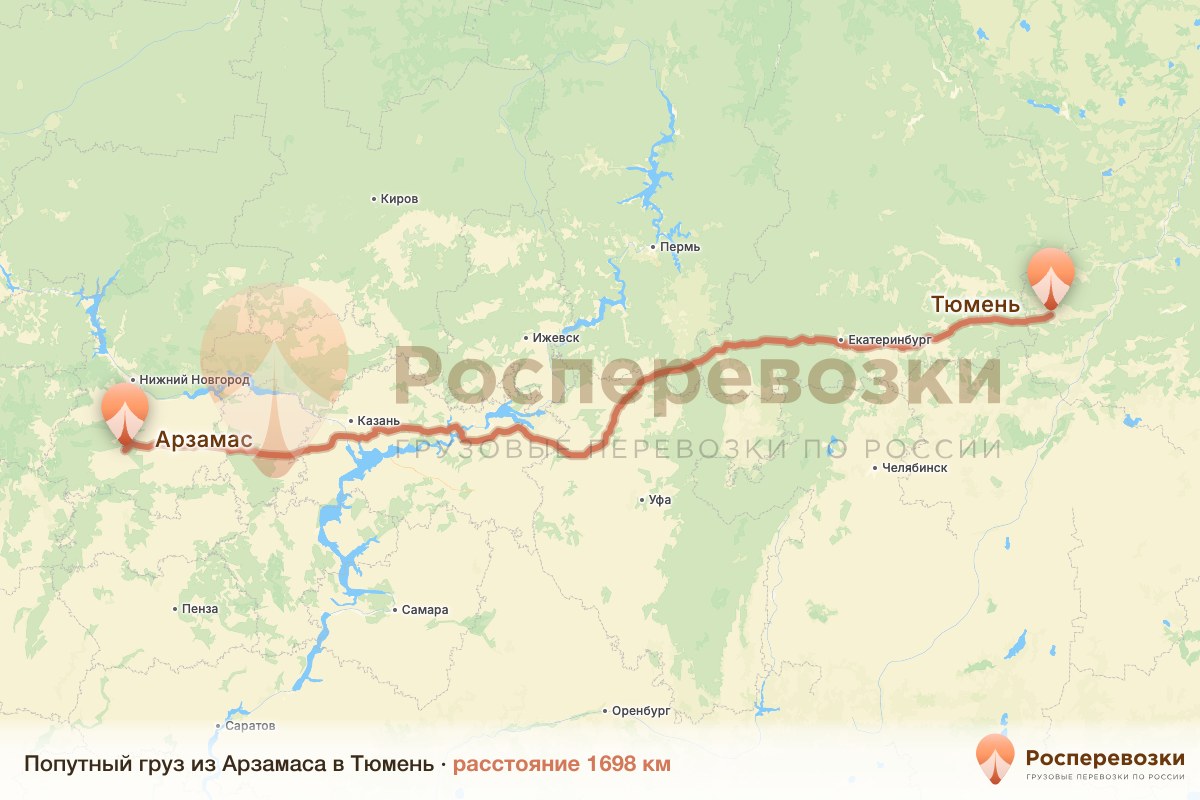 Попутный груз Арзамас Тюмень