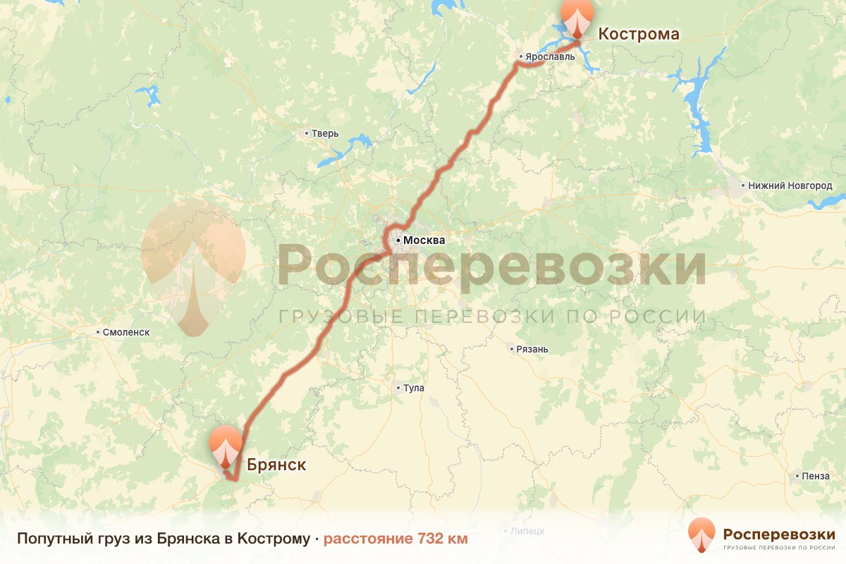 Попутный груз Брянск Кострома