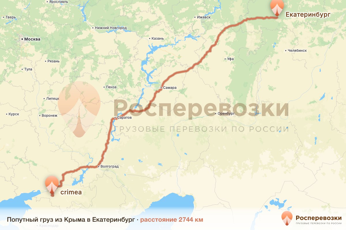 Попутный груз Крым Екатеринбург