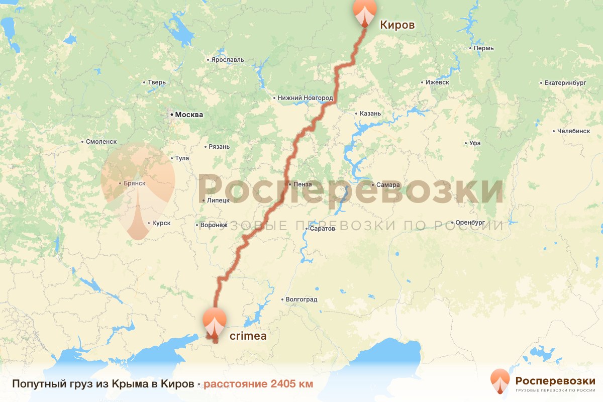 Попутный груз Крым Киров