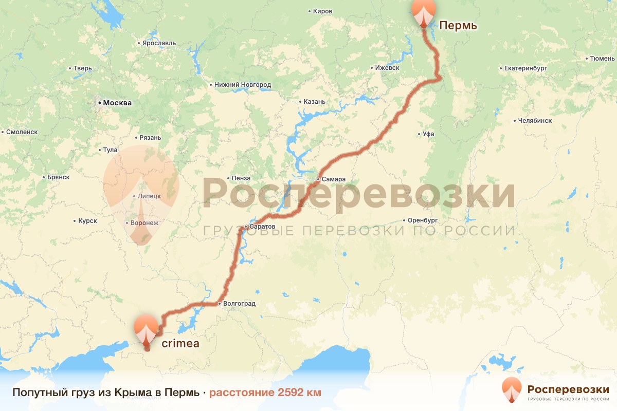 Попутный груз Крым Пермь