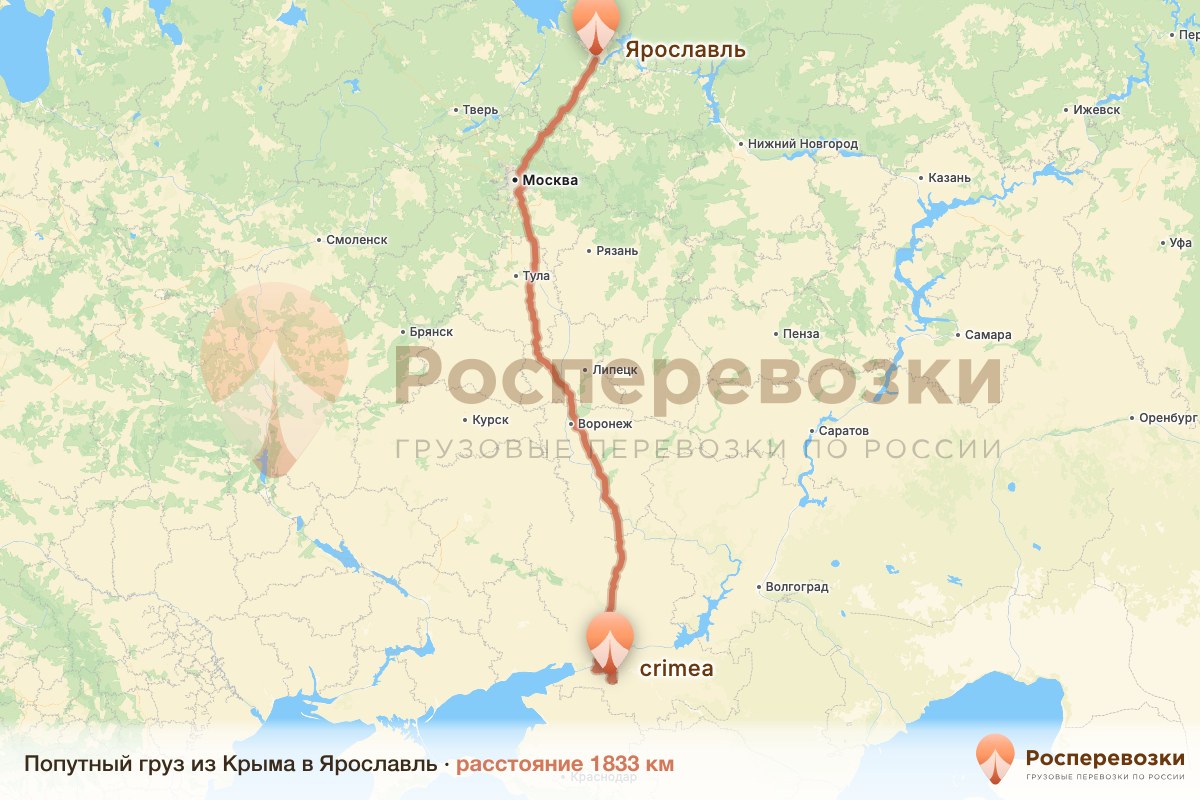 Попутный груз Крым Ярославль