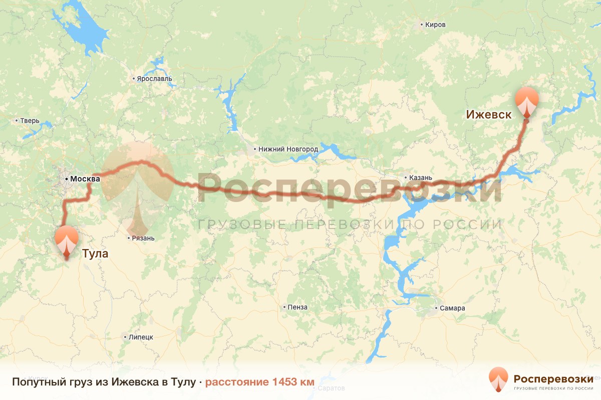 Попутный груз Ижевск Тула