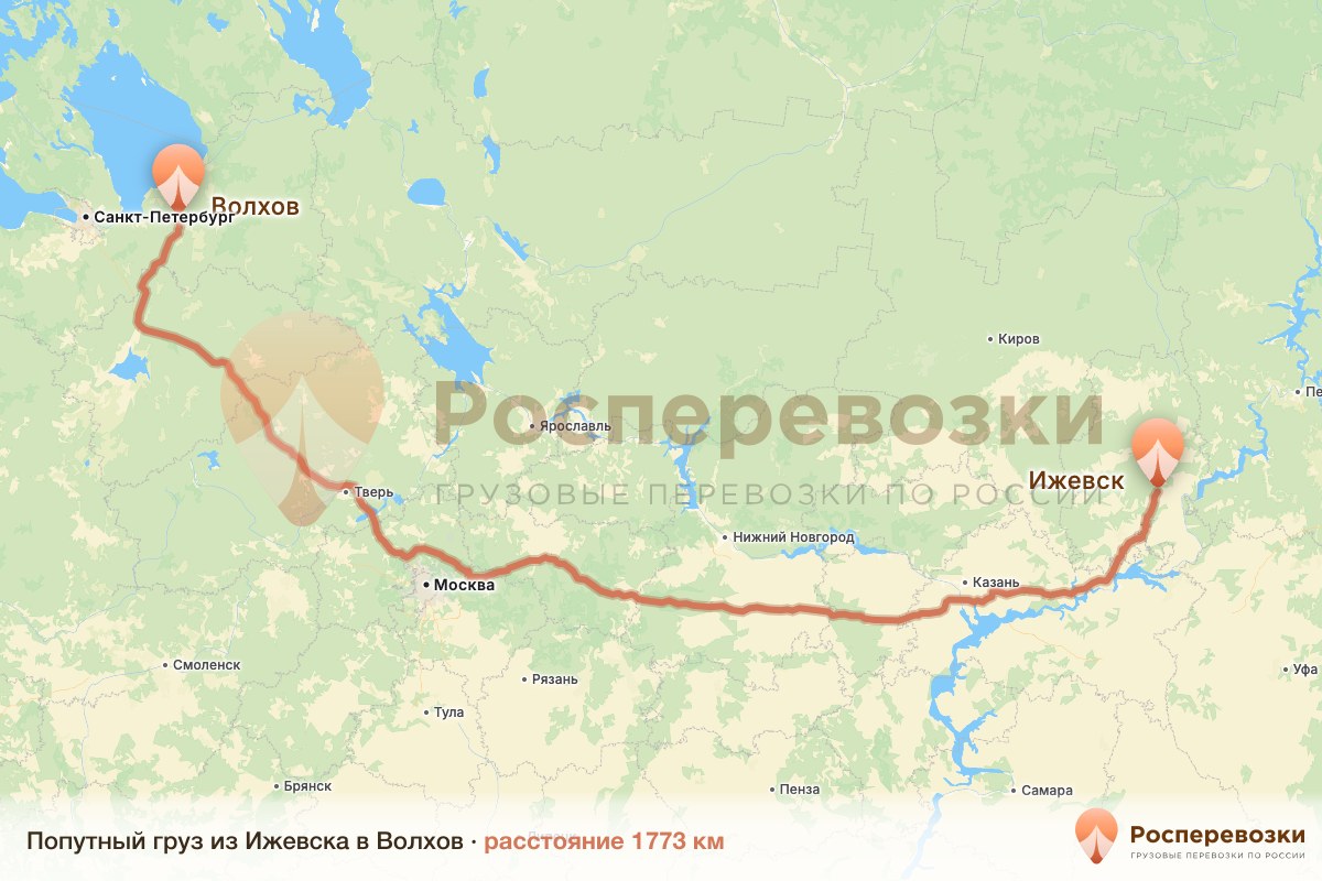 Попутный груз Ижевск Волхов