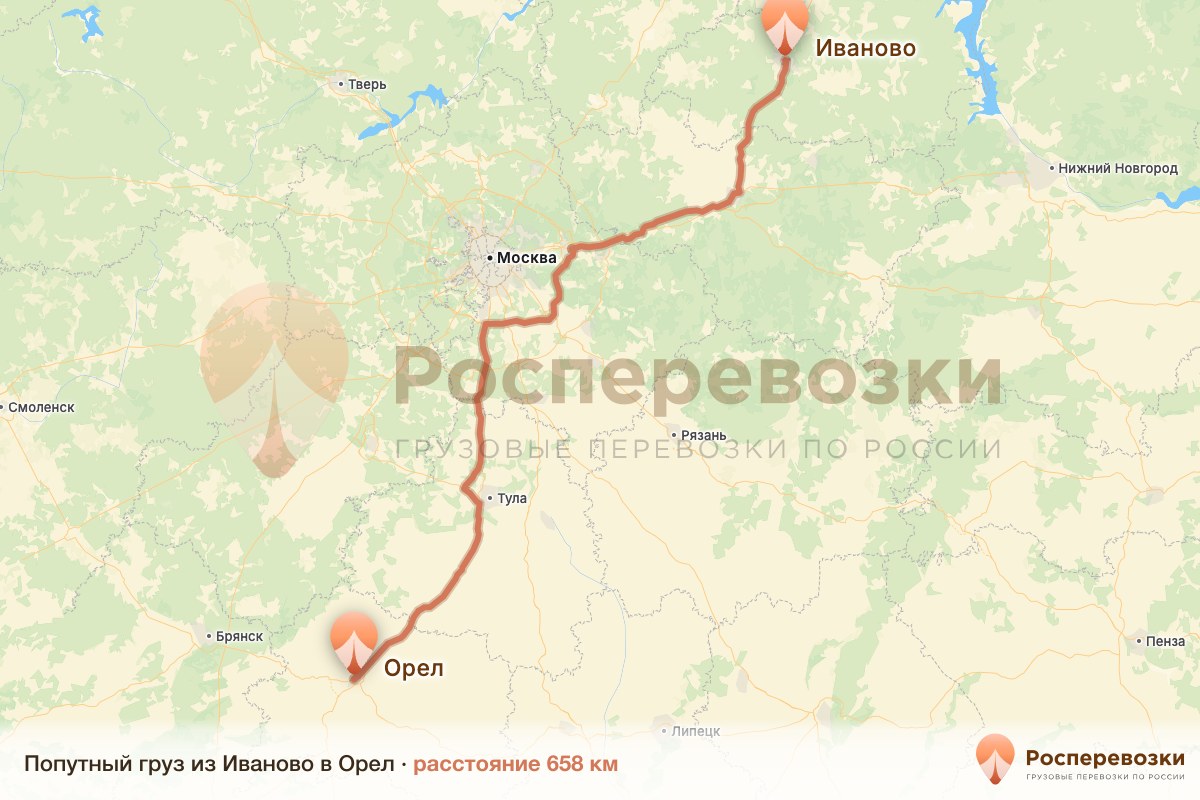 Попутный груз Иваново Орел