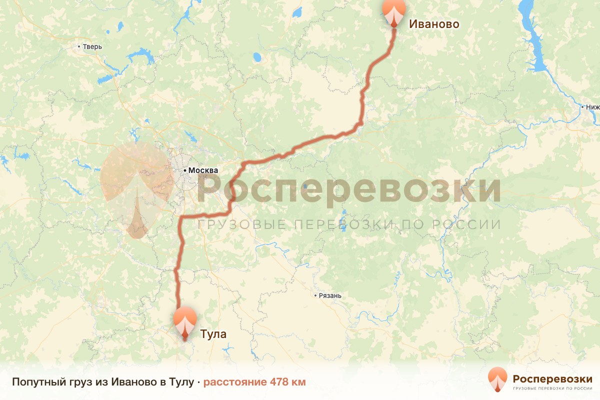 Попутный груз Иваново Тула