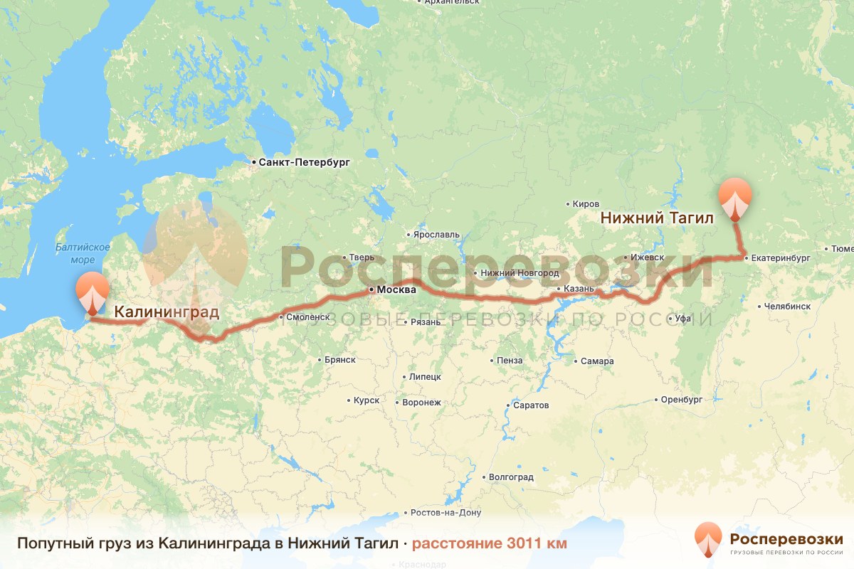 Попутный груз Калининград Нижний Тагил