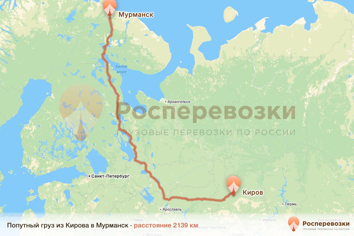 Попутный груз Киров Мурманск