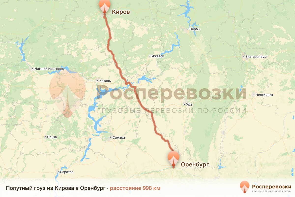 Попутный груз Киров Оренбург