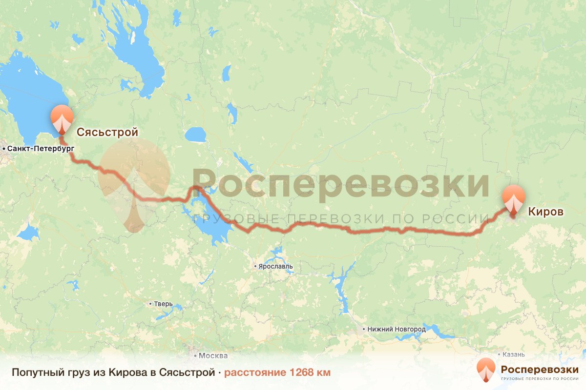 Попутный груз Киров Сясьстрой