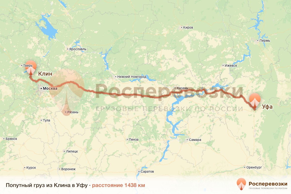 Попутный груз Клин Уфа