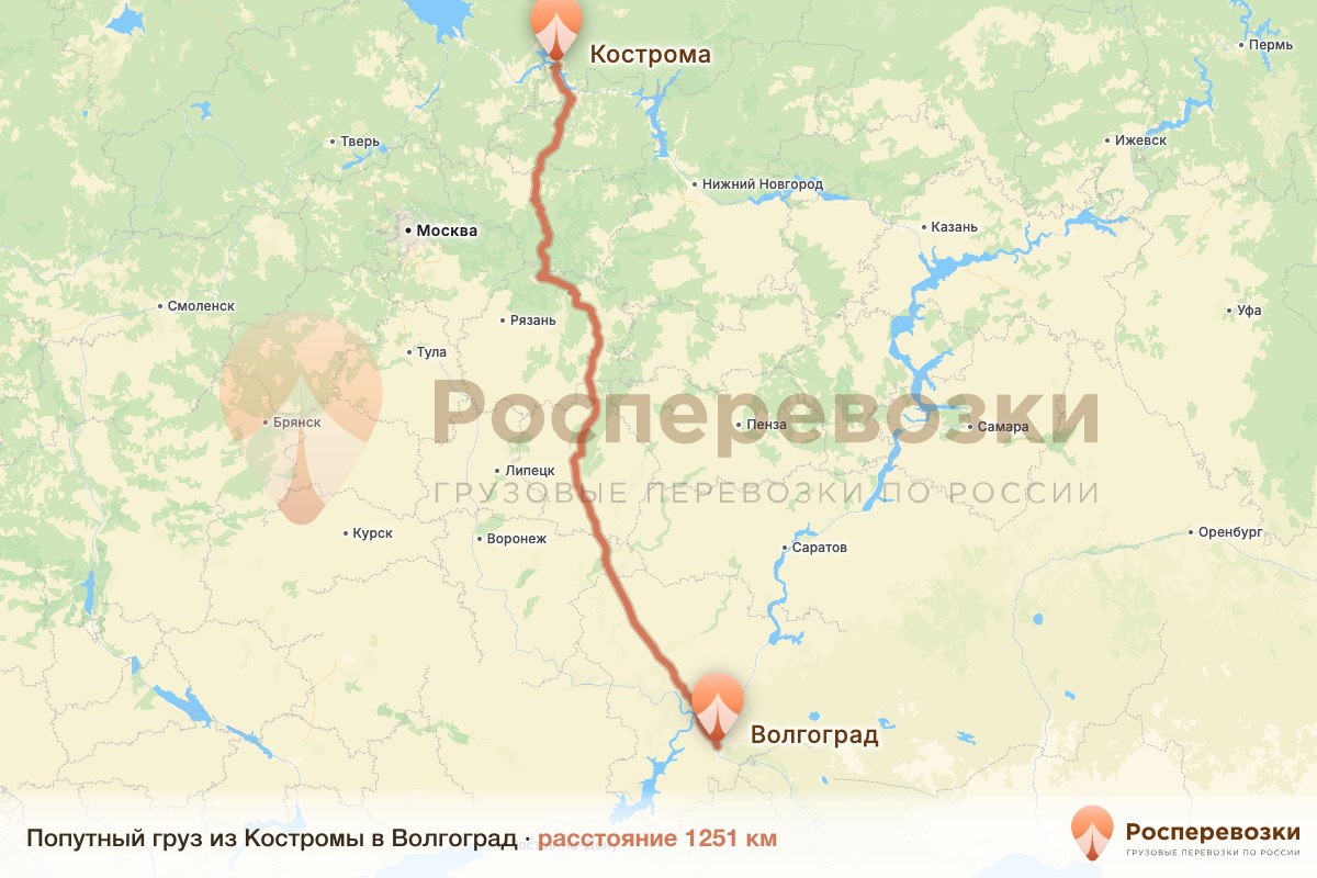 Попутный груз Кострома Волгоград