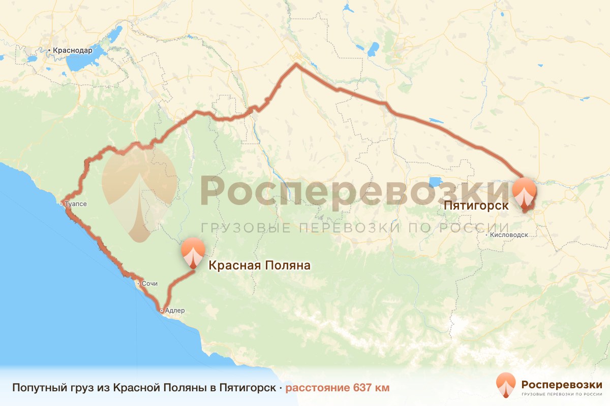 Попутный груз Красная Поляна Пятигорск
