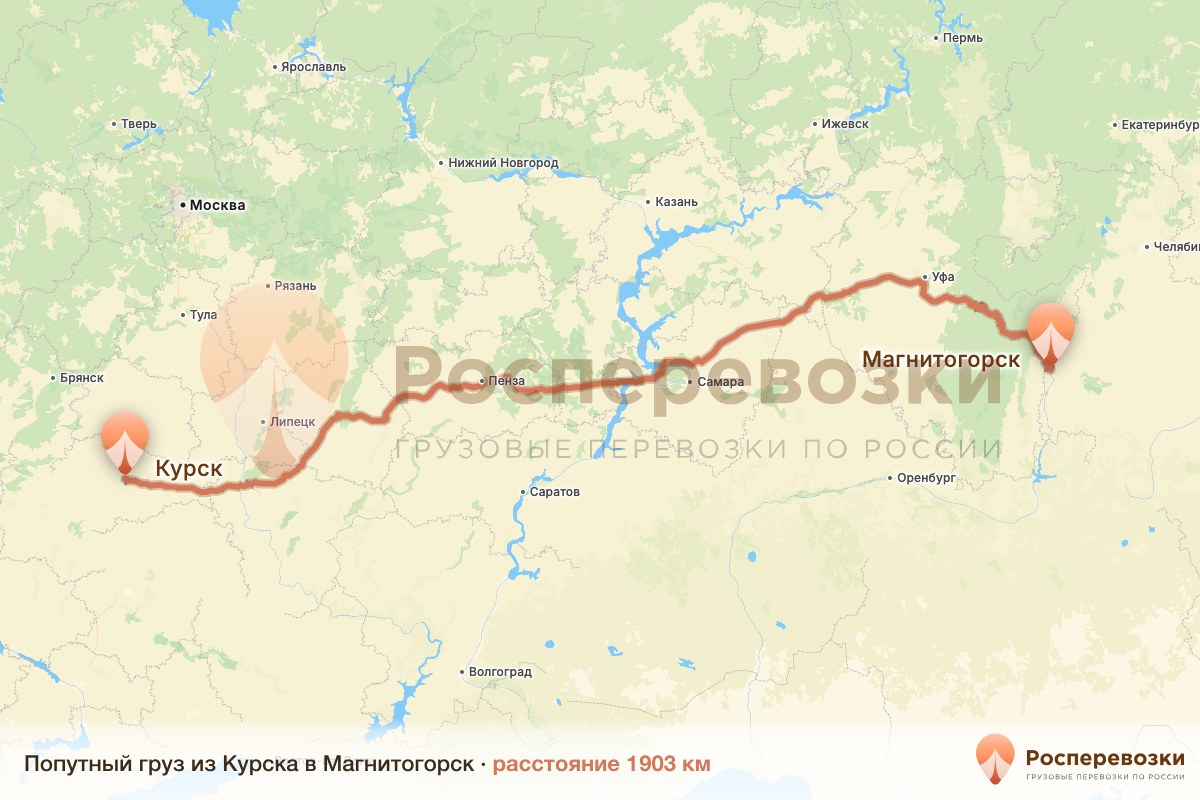 Попутный груз Курск Магнитогорск