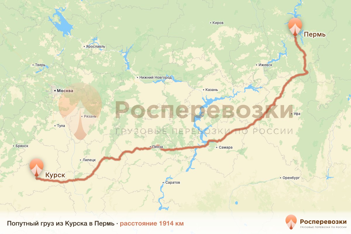 Попутный груз Курск Пермь