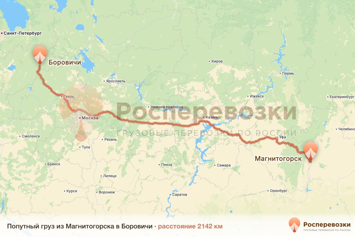 Попутный груз Магнитогорск Боровичи