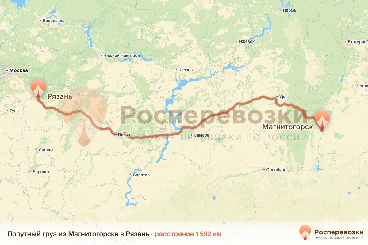 Попутный груз Магнитогорск Рязань