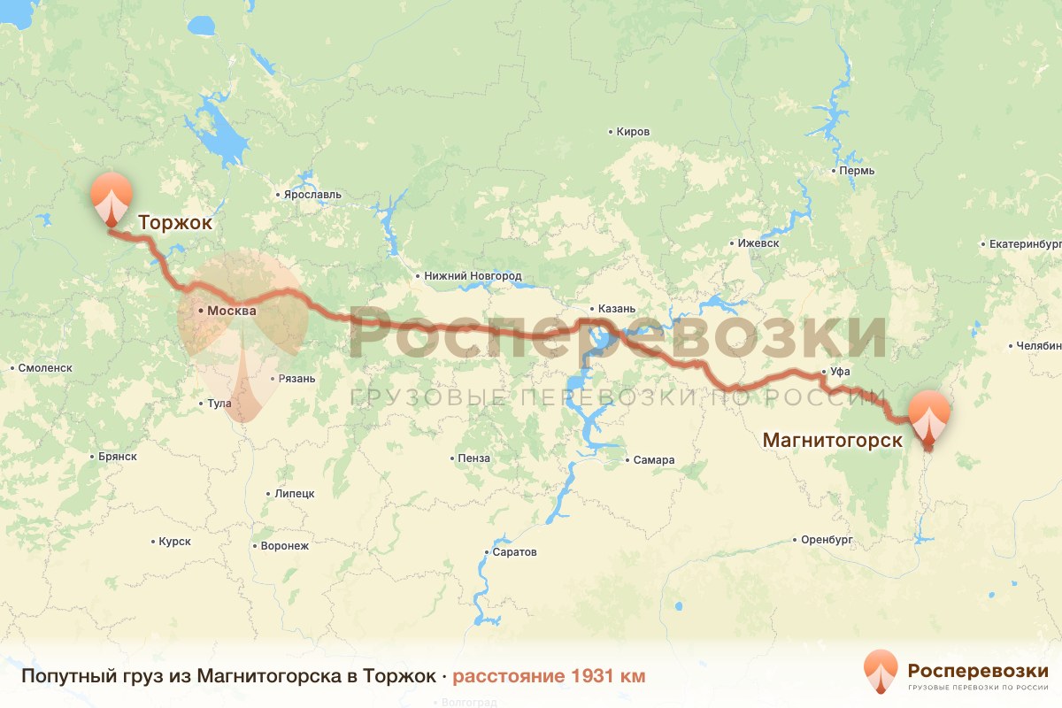 Попутный груз Магнитогорск Торжок