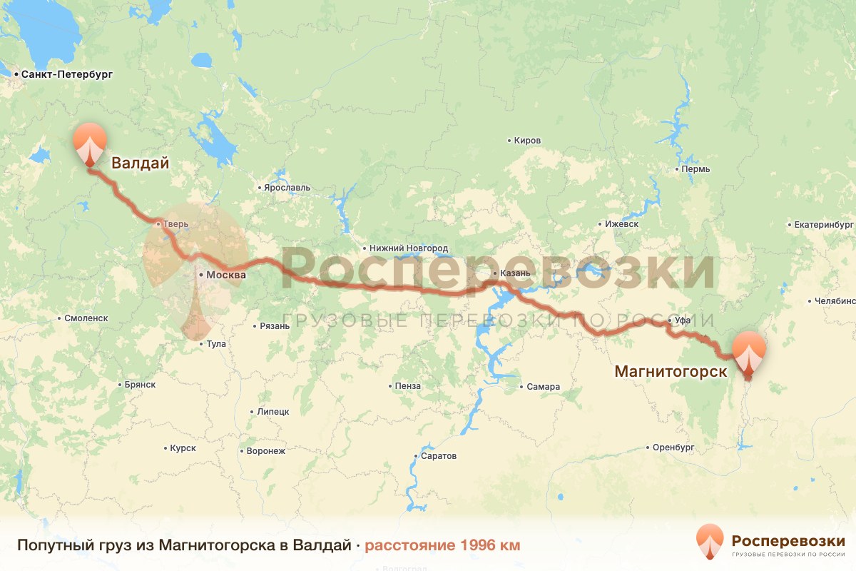 Попутный груз Магнитогорск Валдай