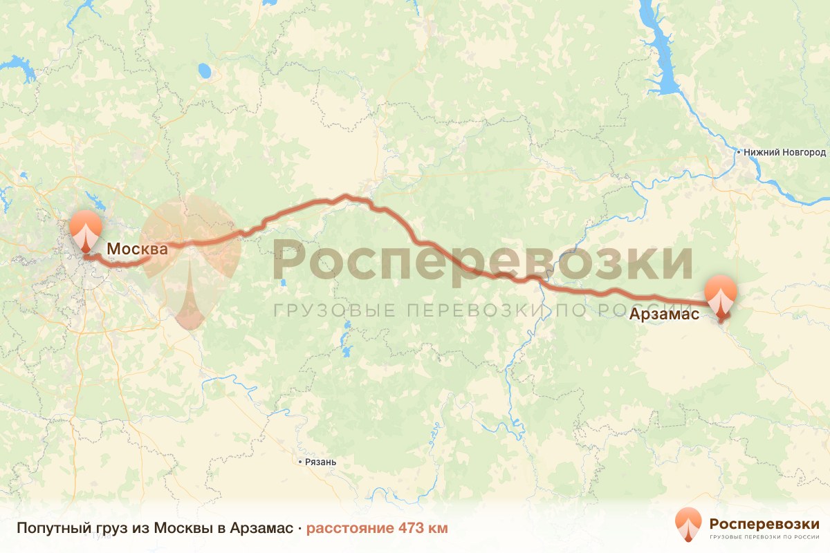 Попутный груз Москва Арзамас