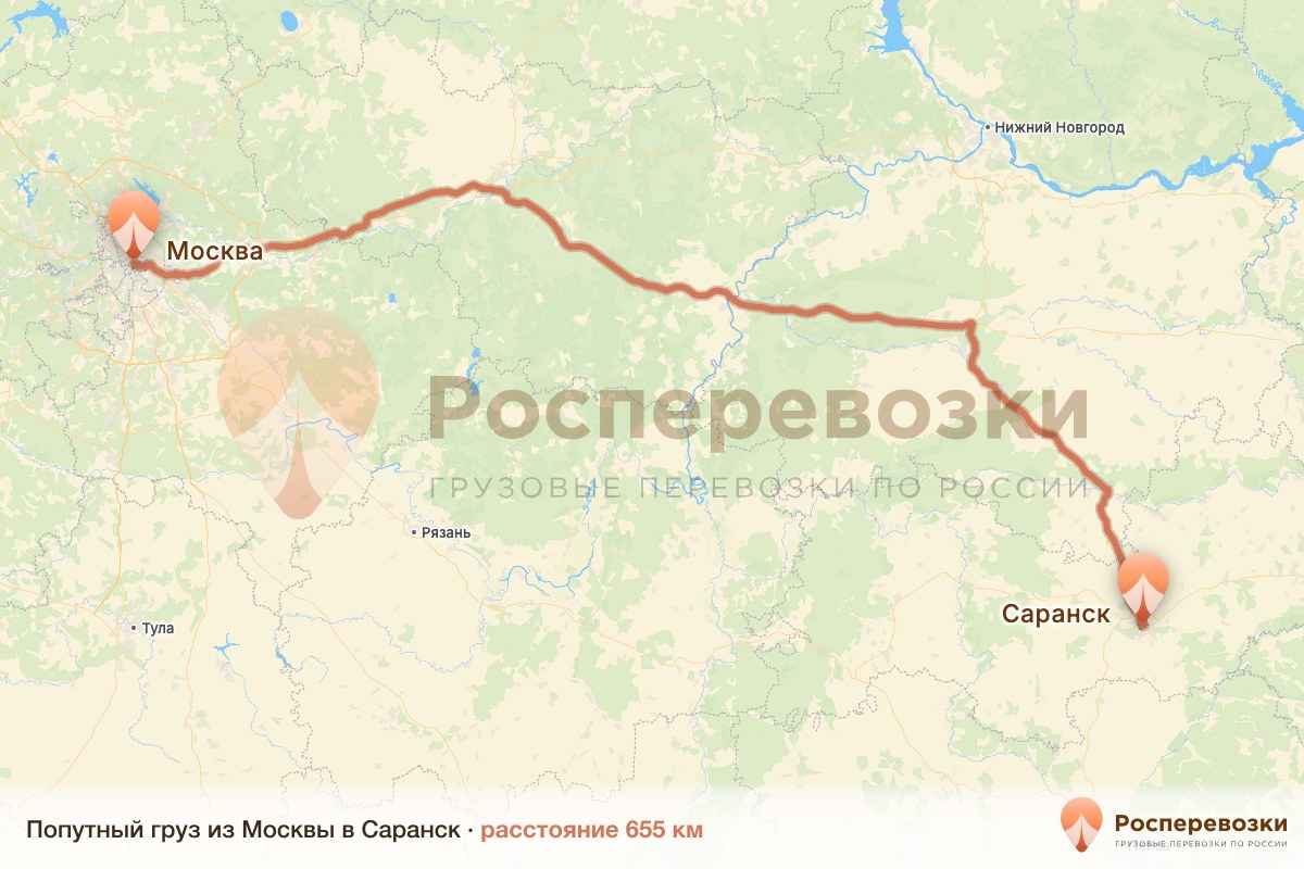 Попутный груз Москва Саранск