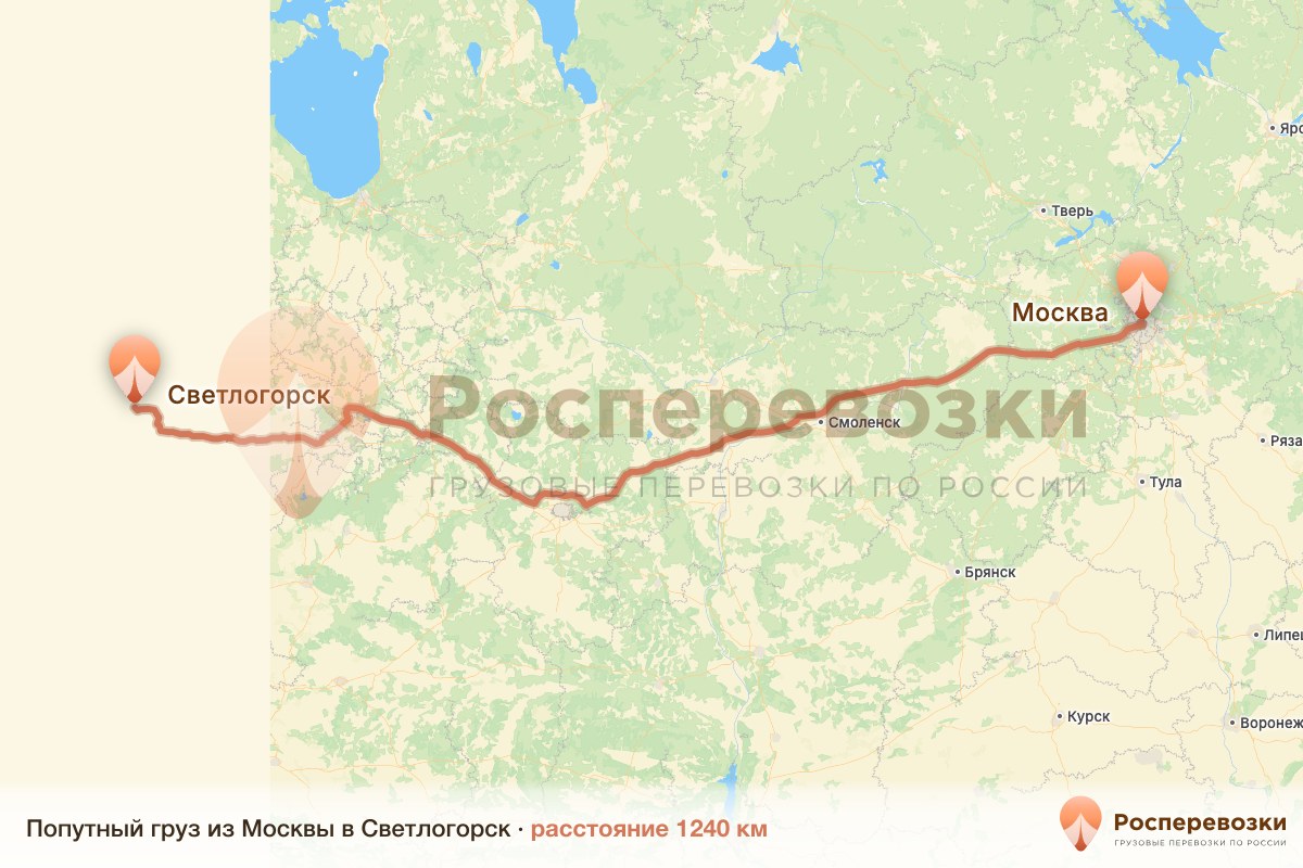 Попутный груз Москва Светлогорск