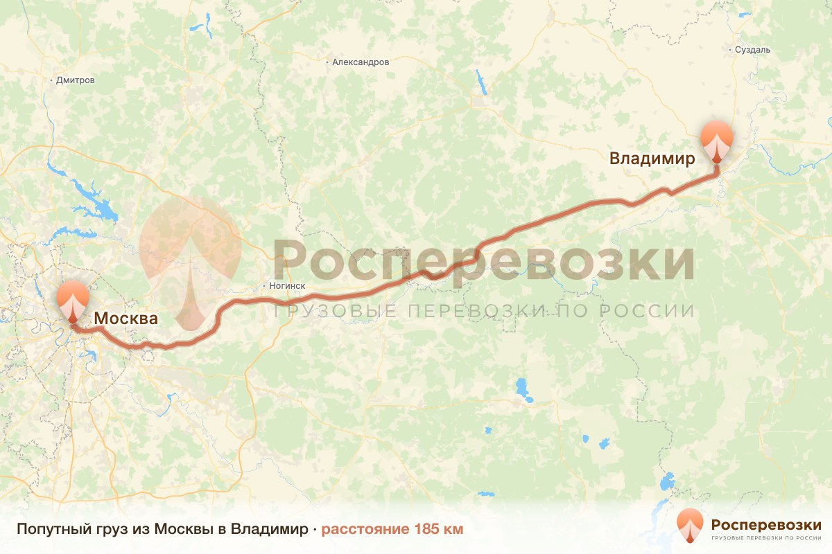 Попутный груз Москва Владимир