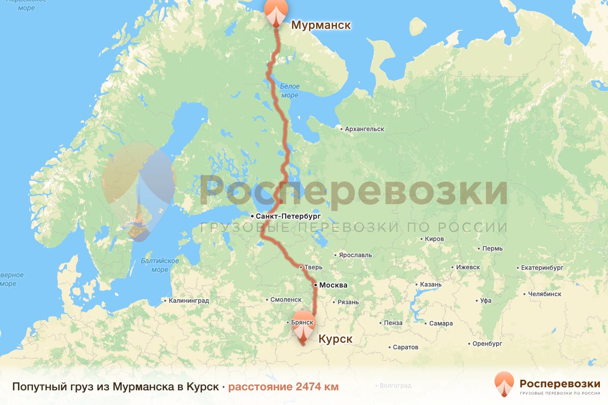 Попутный груз Мурманск Курск