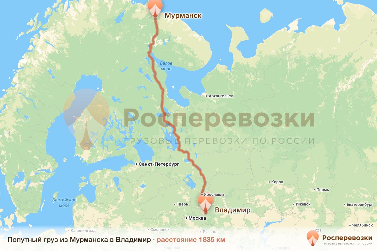 Попутный груз Мурманск Владимир