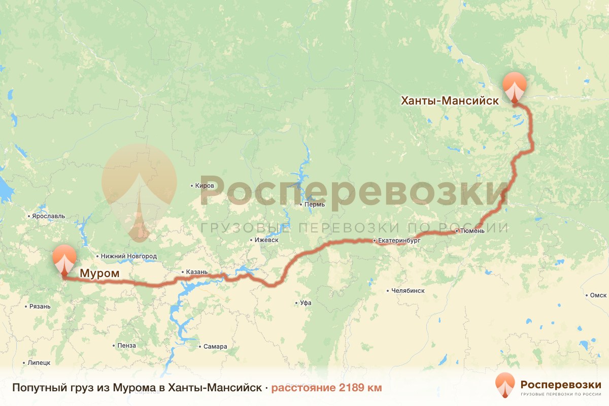 Попутный груз Муром Ханты-Мансийск
