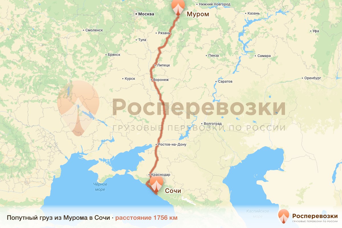 Попутный груз Муром Сочи