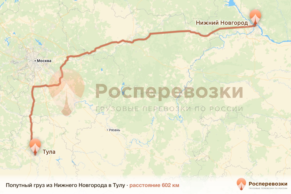 Попутный груз Нижний Новгород Тула