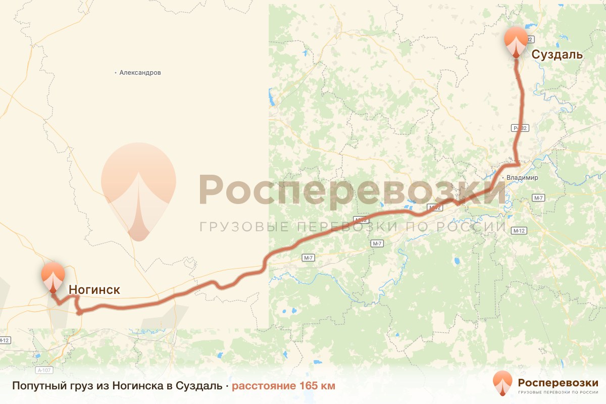 Попутный груз Ногинск Суздаль