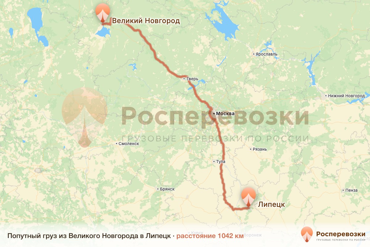Попутный груз Великий Новгород Липецк