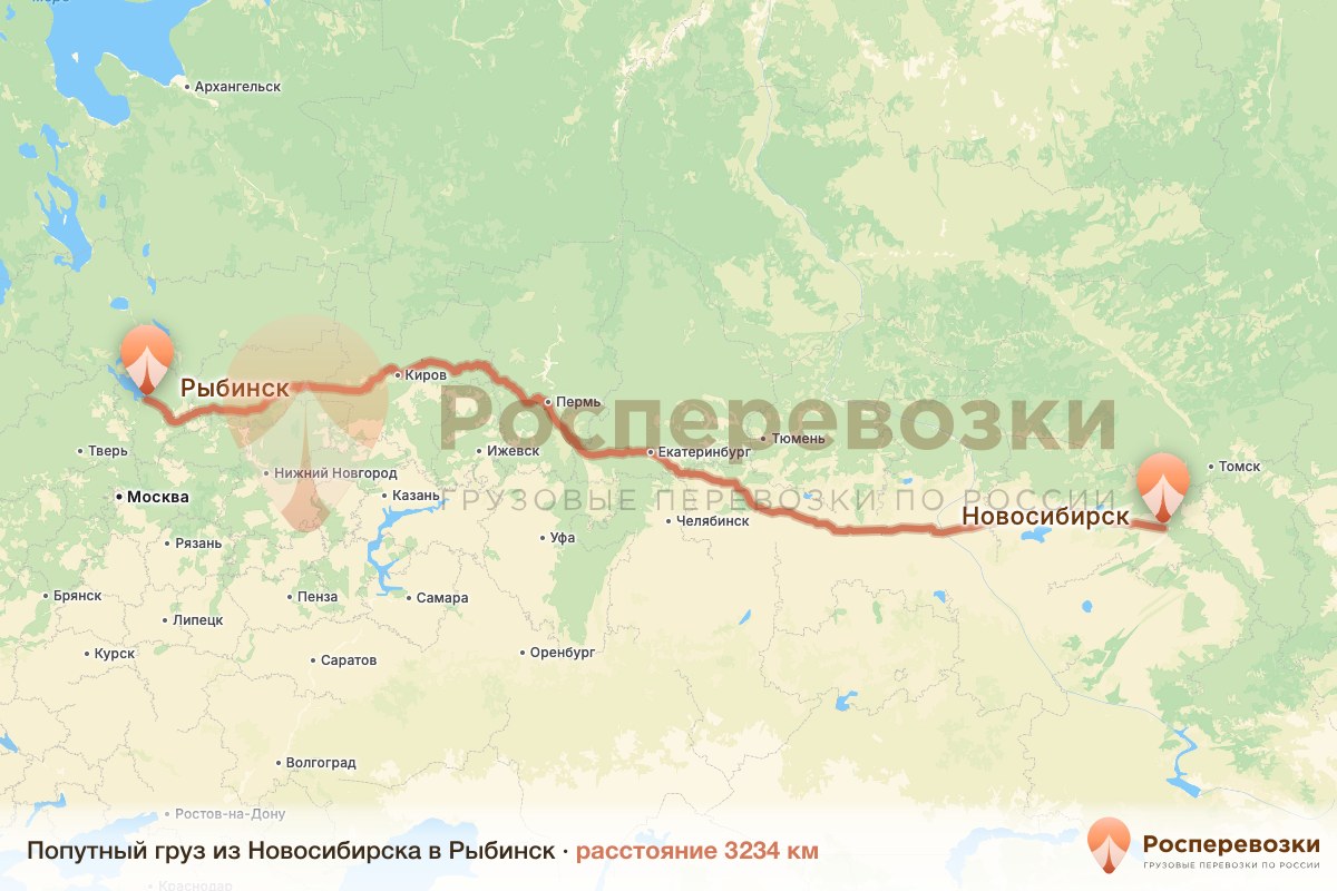 Попутный груз Новосибирск Рыбинск