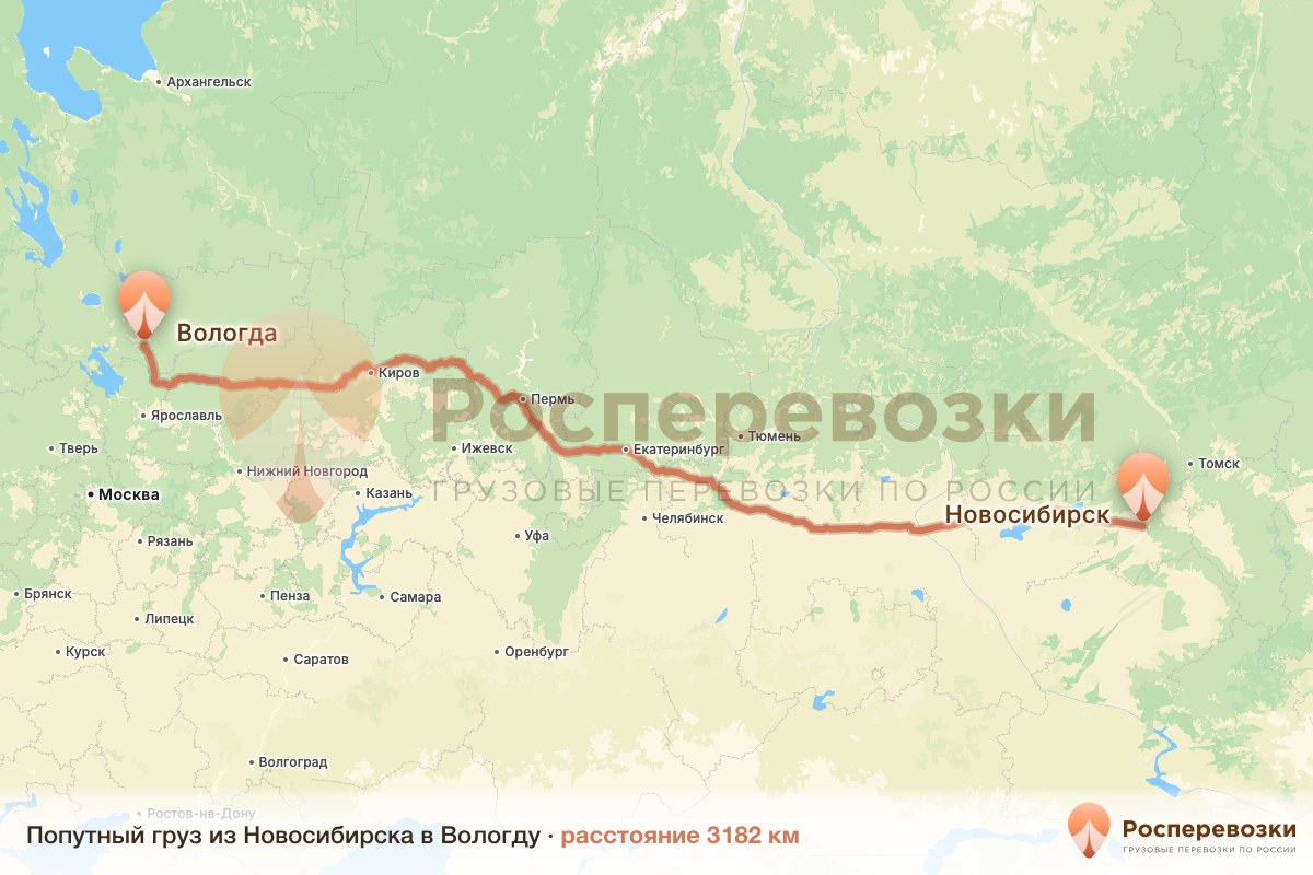 Попутный груз Новосибирск Вологда